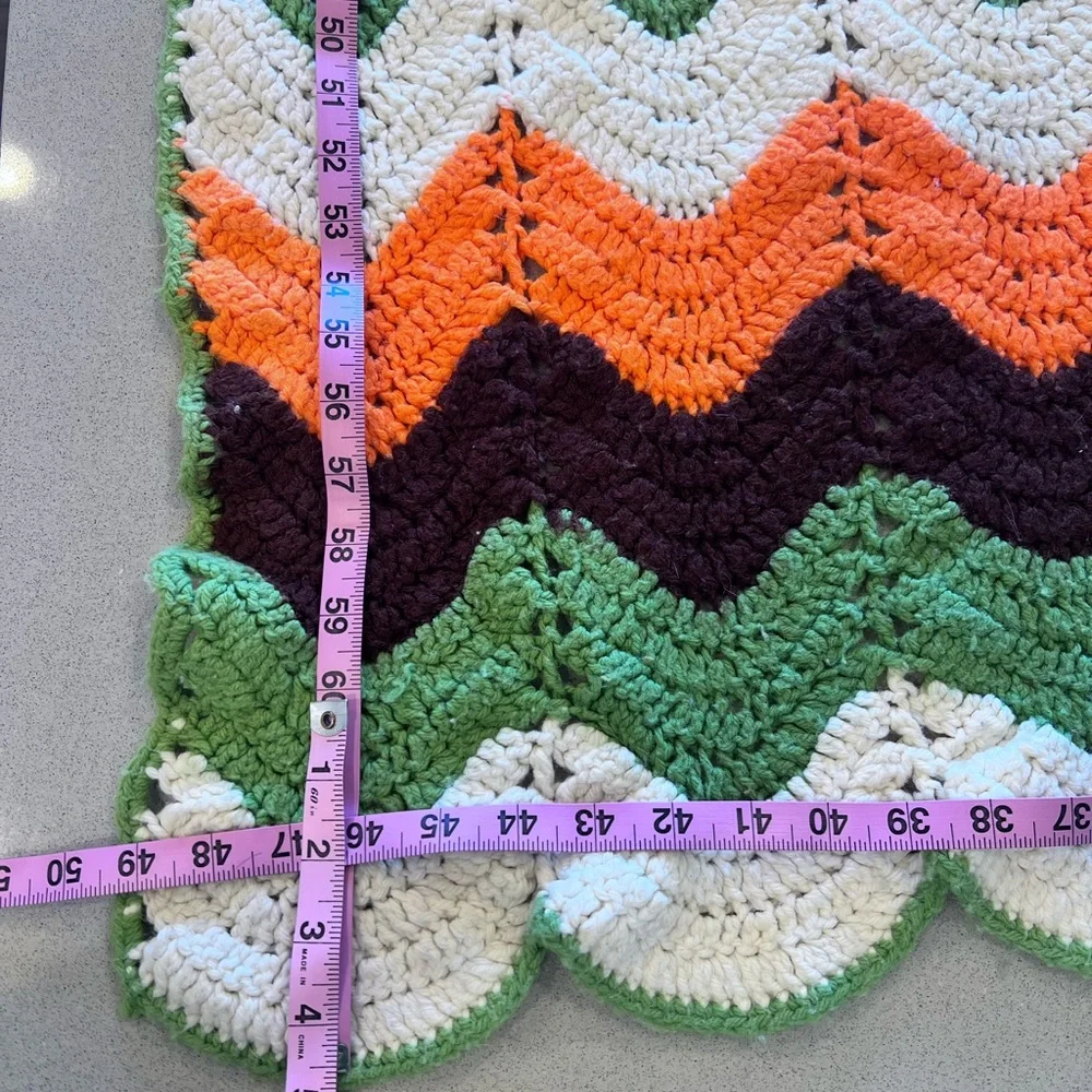Vintage Handmade Crochet Afghan Approximately 65”x49” 70’s Boho Vibe
